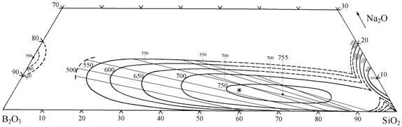 Phase Separation in the Sodium Borosilicate System